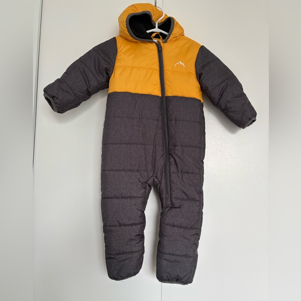 Yellow and Gray Kids One Piece Snowsuit